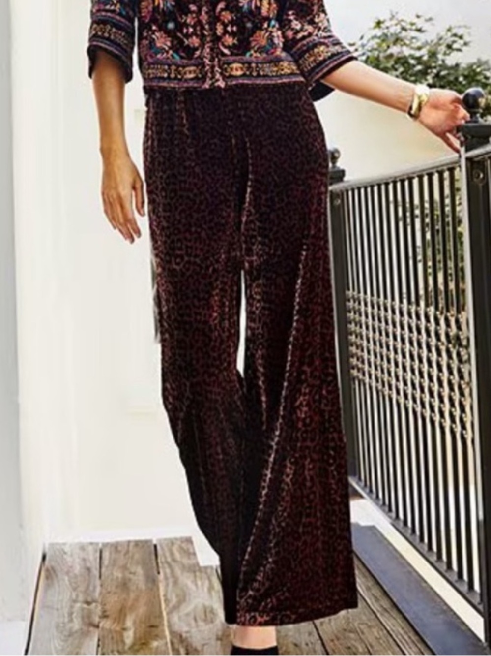 Johnny Was Brown Elastic Waist Pull-On Pants leopard print nwt large retail $298